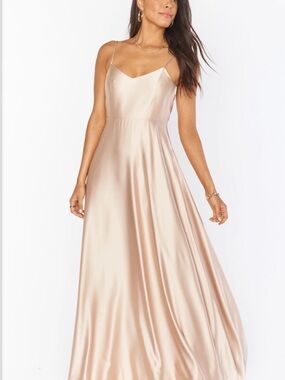 Show Me Your MuMu Champagne Satin Slip Maxi Dress